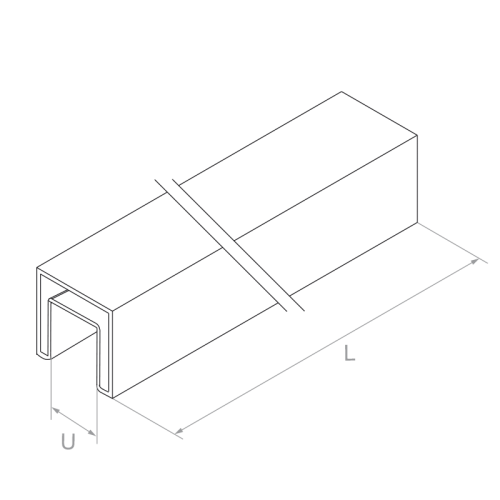 PSG Opzetgreep voor glas 40x40 mm AISI 304 satijn – 2500 mm 001-082 (2)