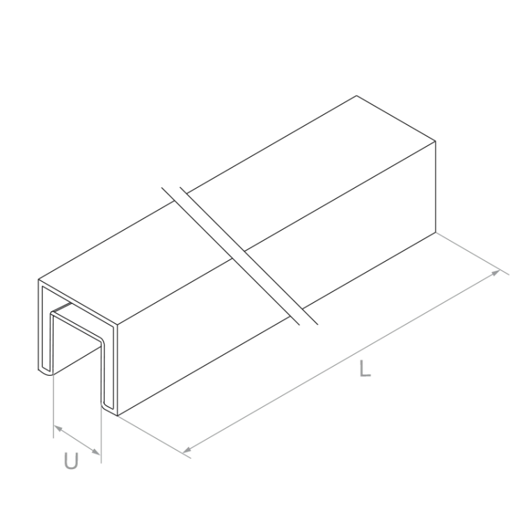 PSG Opzetgreep voor glas 40x40 mm AISI 304 satijn – 2500 mm 001-082 (2)