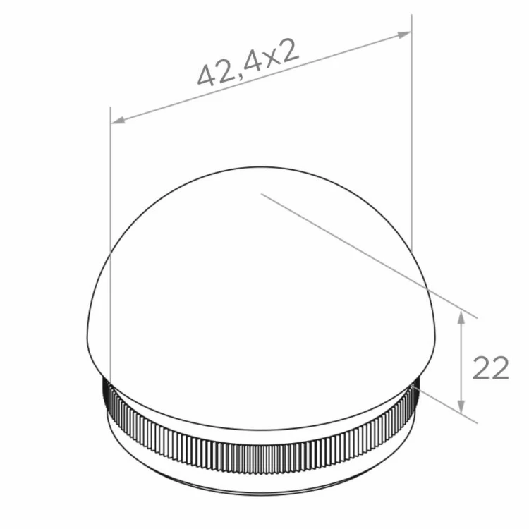 Kozza ellipsoïdale eindkap om in te slaan voor balustradebuis 42,4 mm – RVS AISI 304 satijn 001-095 (2)