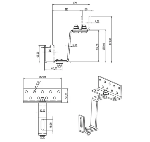 Vario dakhaak 3x verstelbaar RVS 1.4016 - 120mm PV-08-13-H17 (1)