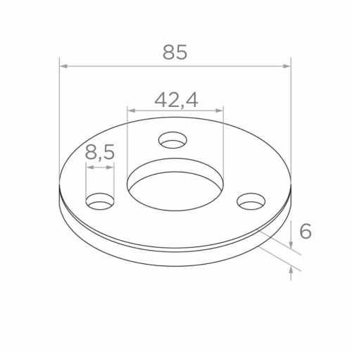 Balustradepaal basis voor lassen fi 85 mm – roestvast staal AISI 304 satijn, systeem 42,4 001-188 (2)