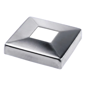 Vierkante afdekrozet 108×108 mm voor balustradeprofiel 40×40 – RVS AISI 316 satijn