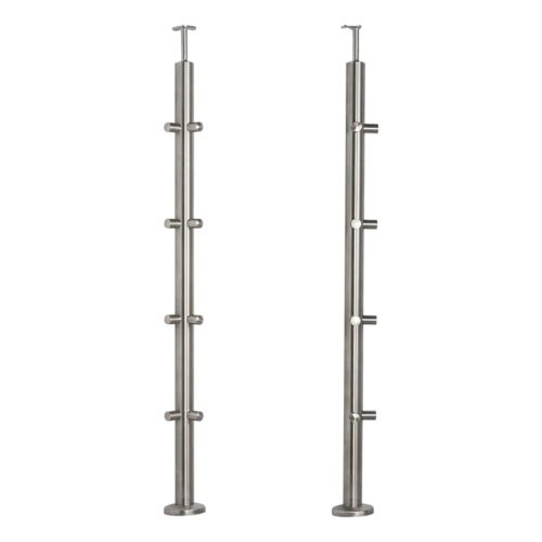 PSG hoekpaal balustrade roestvrij staal AISI 304 ø42,4 mm H1060 mm met houders voor buizen ø12 mm 001-206 (1)