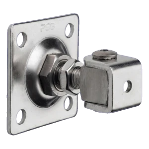 PSG verstelbaar poortscharnier M16 AISI304 met schild 80×80 mm – onbehandeld