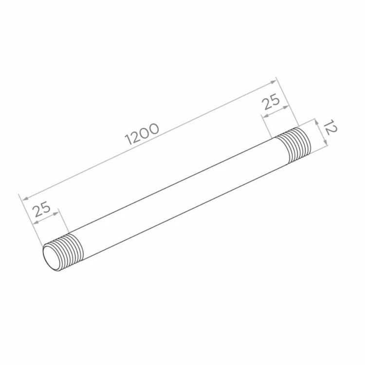 Trekstaaf voor glazen luifel M12×1200 mm AISI 304 – rechts/links draad, satijn 001-228 (2)