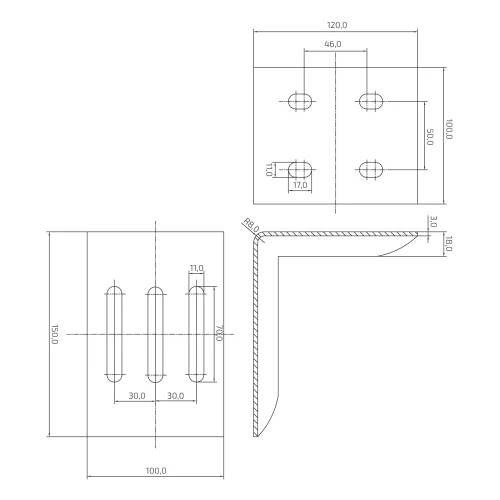 PSG beugel voor aanrijdgeleiding schuifpoort staal 150×120 mm 001-249 (2)
