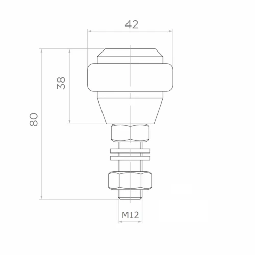 PSG geleidingsrol gerubberiseerd Ø 42 mm voor schuifpoorten – draad M12 001-282 (2)